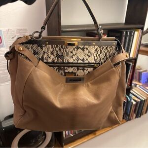 Fendi Peekaboo Large in Goatskin with Watersnake leather y2k from 2009 slouchy